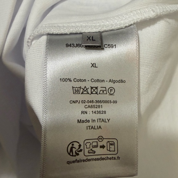 Dior White Crew Neck Tee Yellow Neon Logo Simple Men’s Size XL - Picture 4 of 4